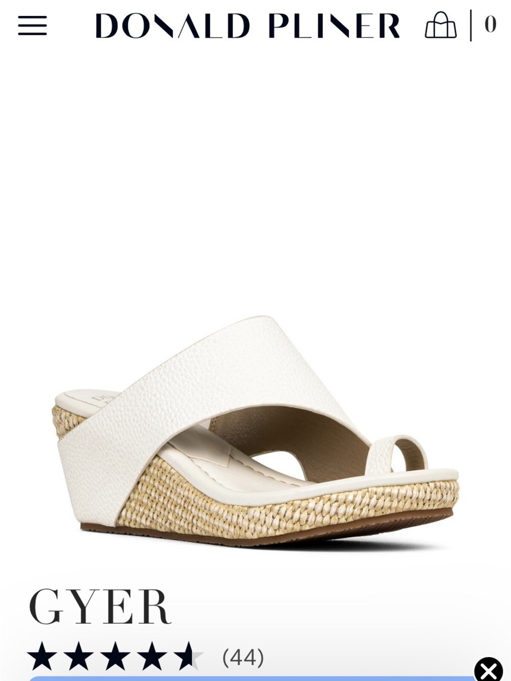 Donald J. Pliner White Leather Espadrille Wedge Slide